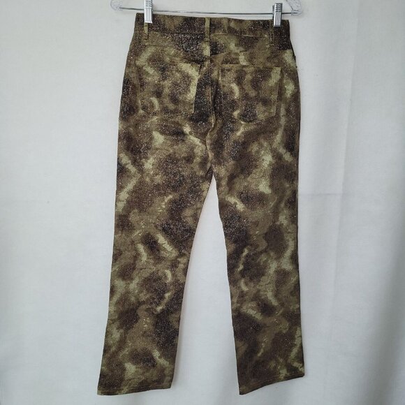 Express Jeans Womens 3/4 Camouflage Gold‎ Brown Metallic Stretch Snakeskin - Picture 4 of 11